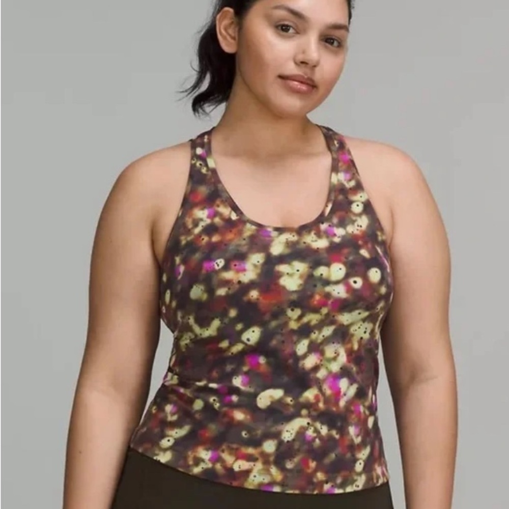 ****Lululemon Cool Racerback Short Tank Top *Nulu Focus Splatter Green Multi